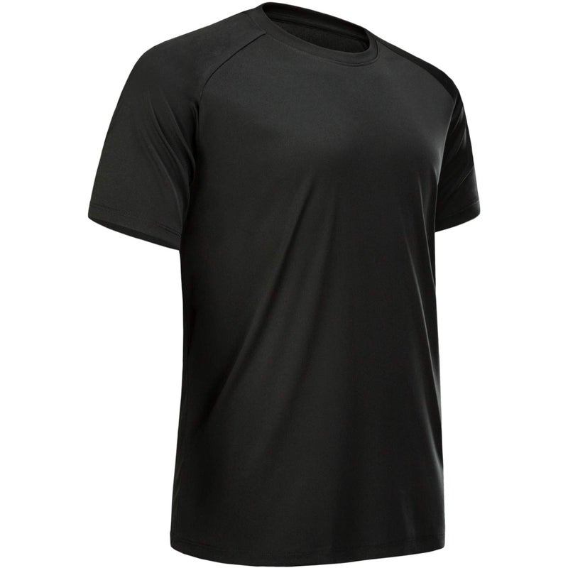 MCPORO Workout Shirts for Men Short Sleeve Quick Dry Athletic Gym Active T Shirt Moisture Wicking Black Large - Image 1